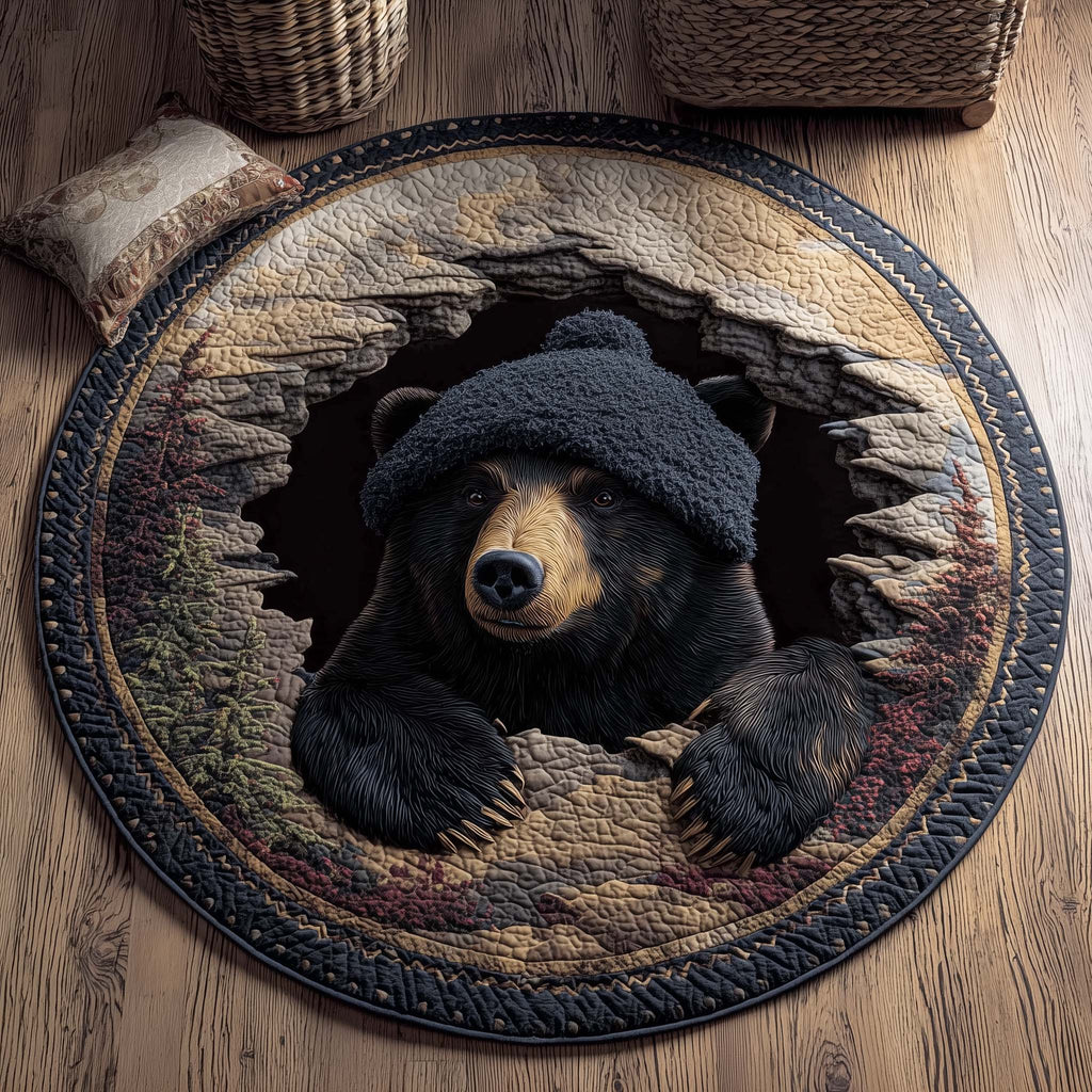 Grizzly Winter Joy Quilted Round Mat