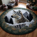 Forest Wild Wolf Quilted Round Mat