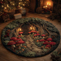 Forest Mushroom Quilted Round Mat