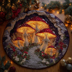 Woodland Mushroom Quilted Round Mat