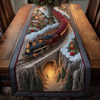 Vintage Christmas Train Quilted Table Runner