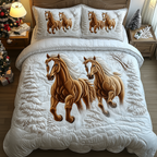 Horses Frosty Trail 3-Piece Quilted Bedding Set
