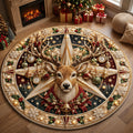 Christmas Reindeer Star Quilted Round Mat