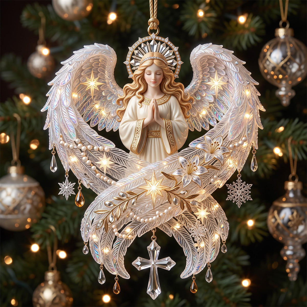 Angel Wings Christmas Mica Ornament