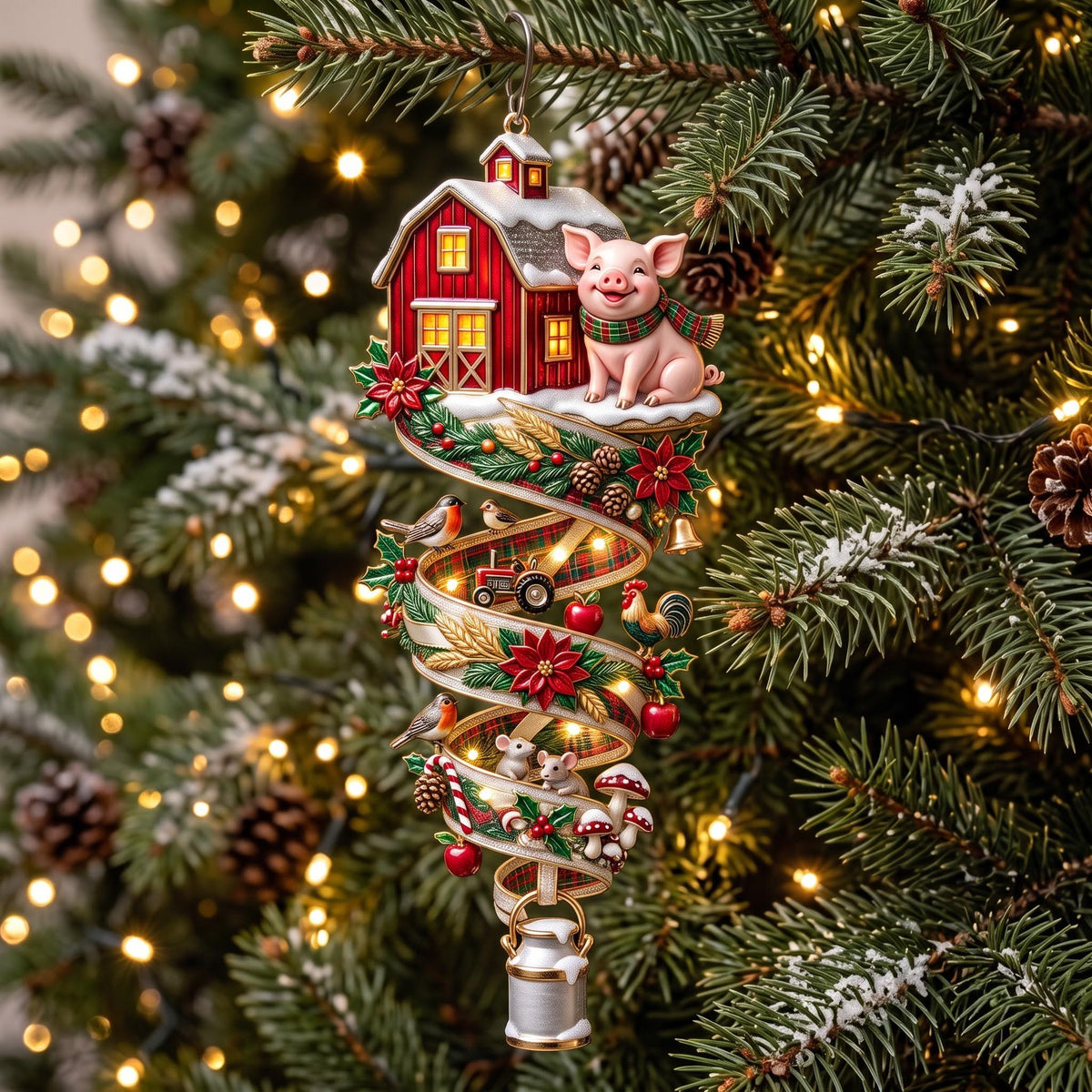 Farm Spiral Christmas Mica Ornament