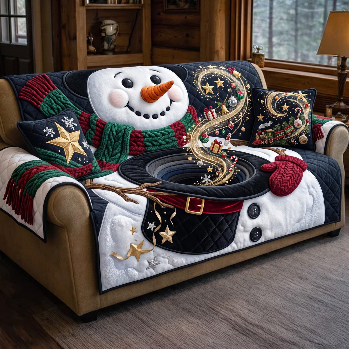 Snowman Magic Quilted Sofa Cover