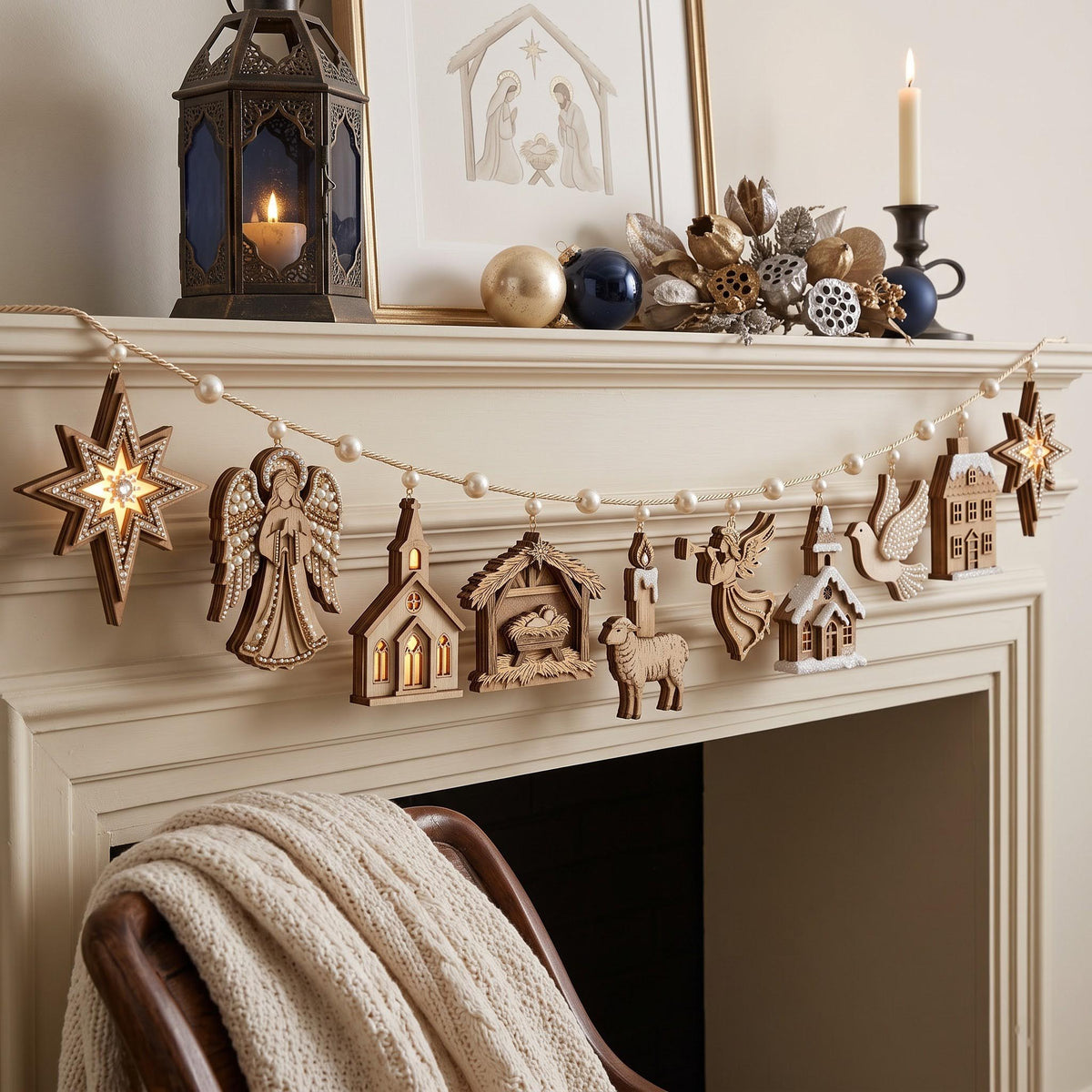 Nativity Custom Shape Wooden Garland