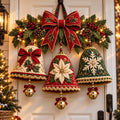 Christmas Bell Bow Custom Shape Quilted Door Hanger