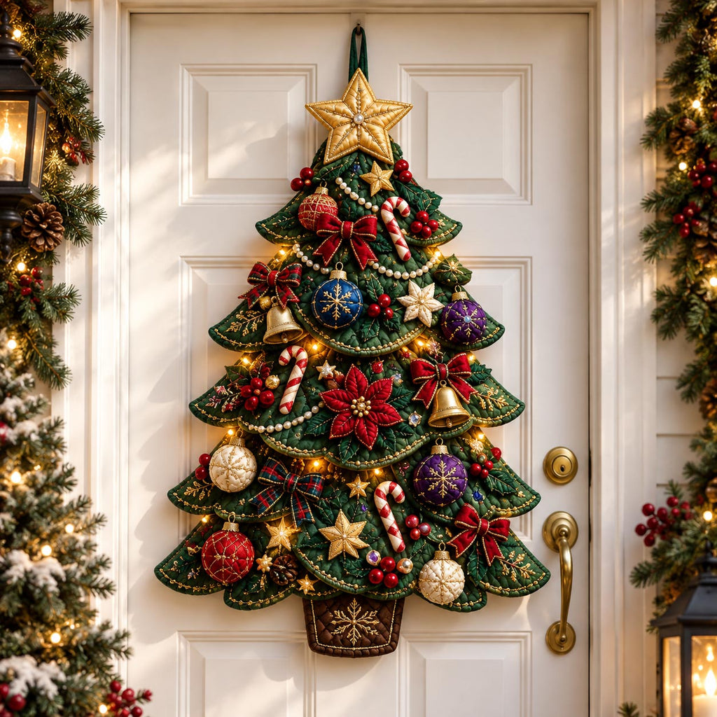 Christmas Tree Custom Shape Quilted Door Hanger