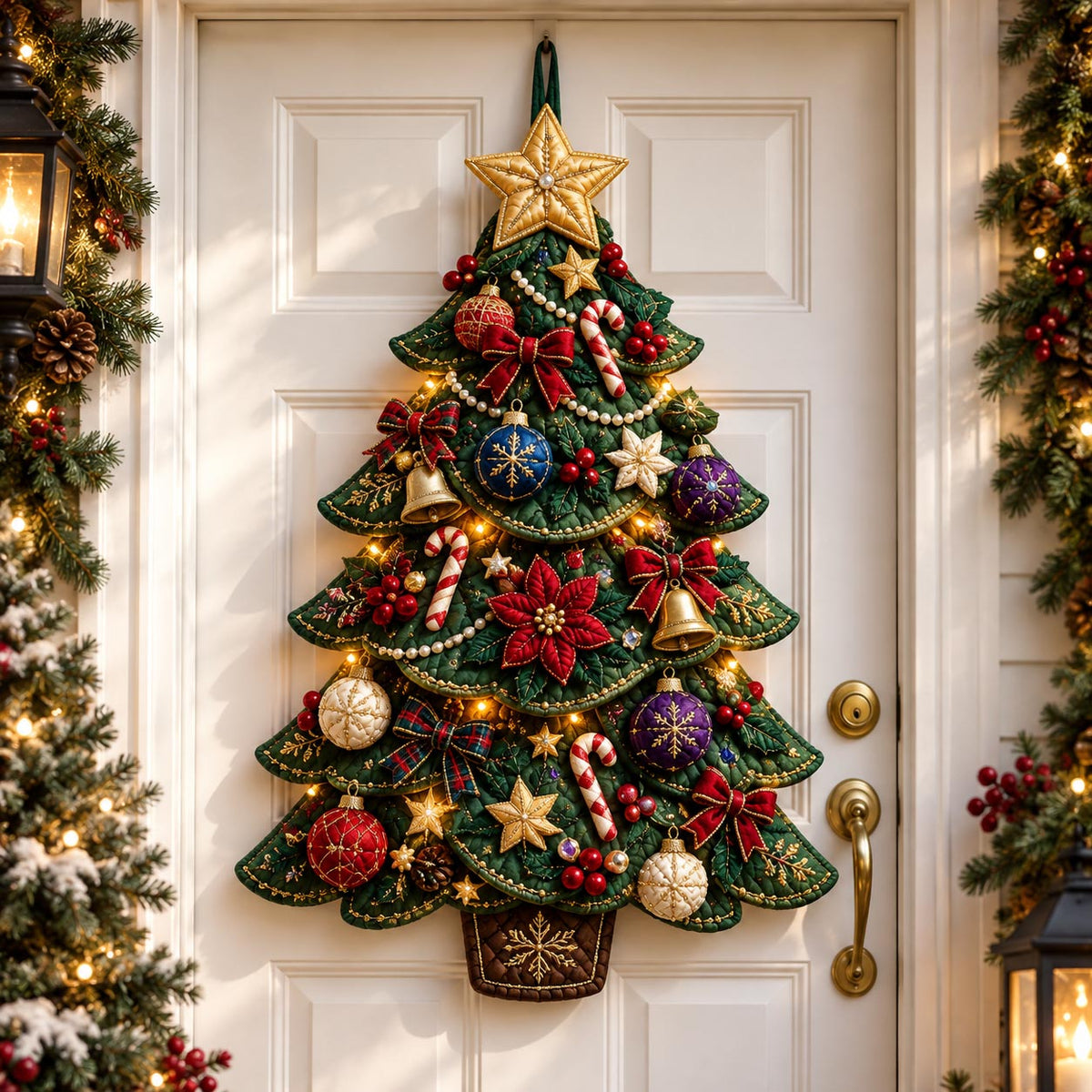 Christmas Tree Custom Shape Quilted Door Hanger