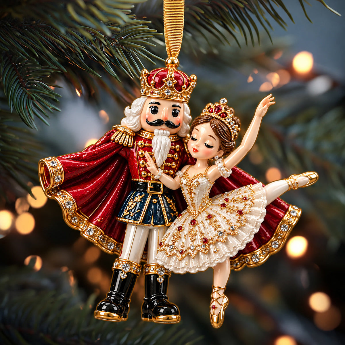 Elegant Ballet Nutcracker Christmas Mica Ornament