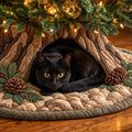 Woodland Cat Den Quilted Tree Skirt