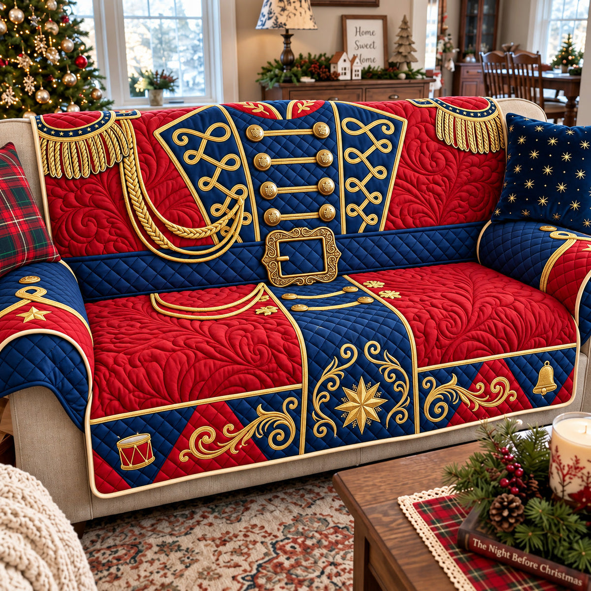 Nutcracker Parade Uniform Jacket Quilted Sofa Cover