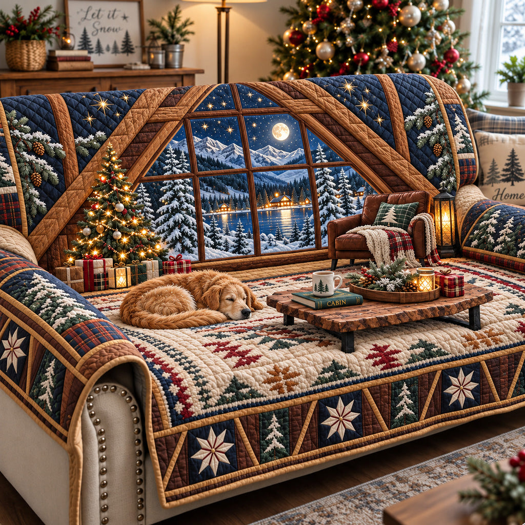 Timberland Woodland Lodge Santa Quilted Sofa Cover