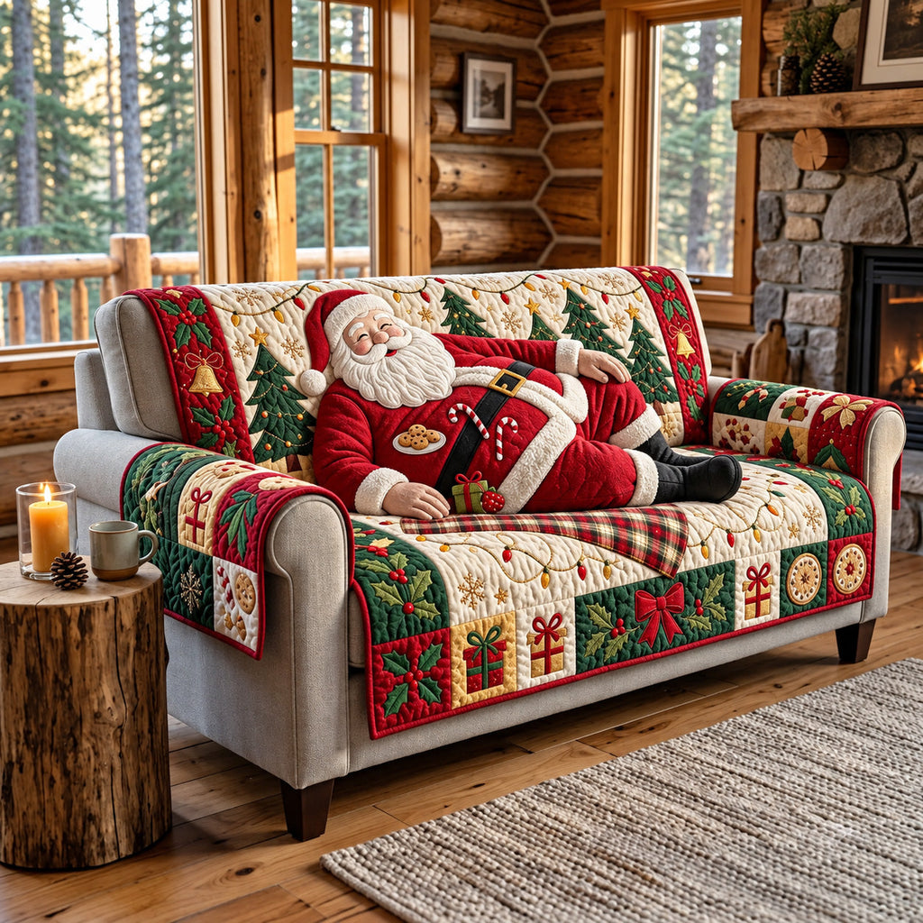 Chilling Cozy Vacation Santa Quilted Sofa Cover