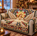 Stained Glass Cathedral Angel Quilted Sofa Cover