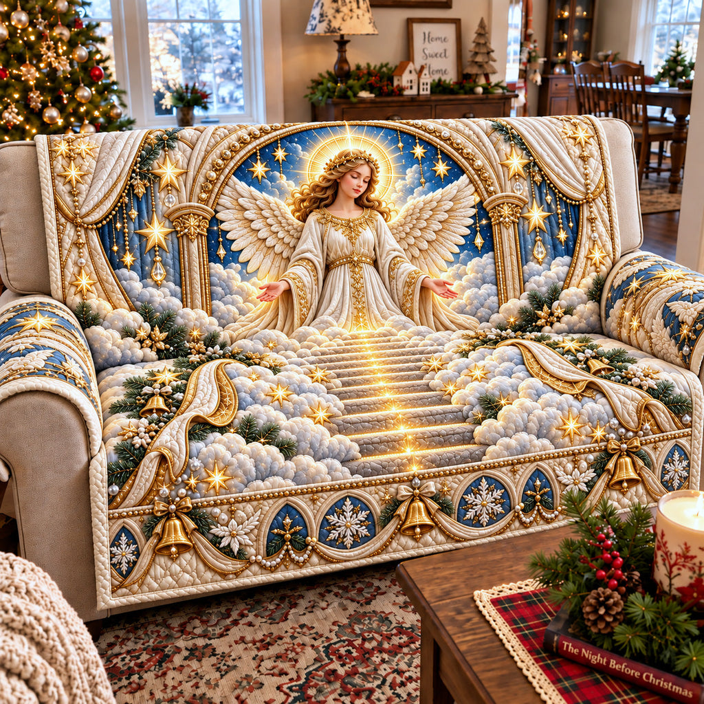 Heavenly Angel Stairway Ascension Quilted Sofa Cover
