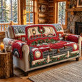 Homestead Red Pickup Tree Hauler Quilted Sofa Cover