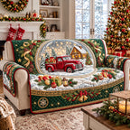 Snowglobe Glass Farm Truck Quilted Sofa Cover