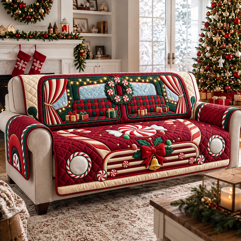 Retro Red Vintage Sedan Quilted Sofa Cover
