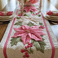 Poinsettia Elegance Quilted Table Runner