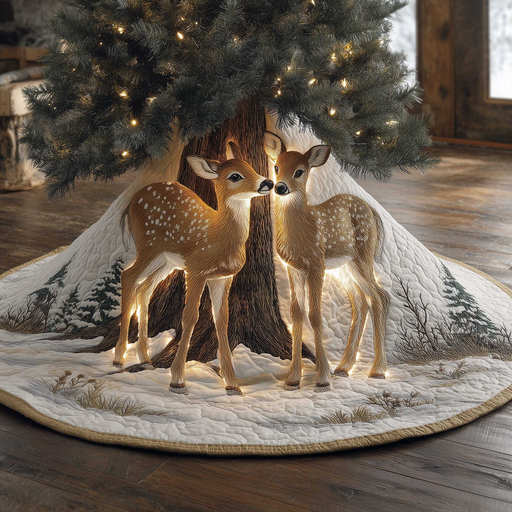 Woodland Deer Quilted Tree Skirt