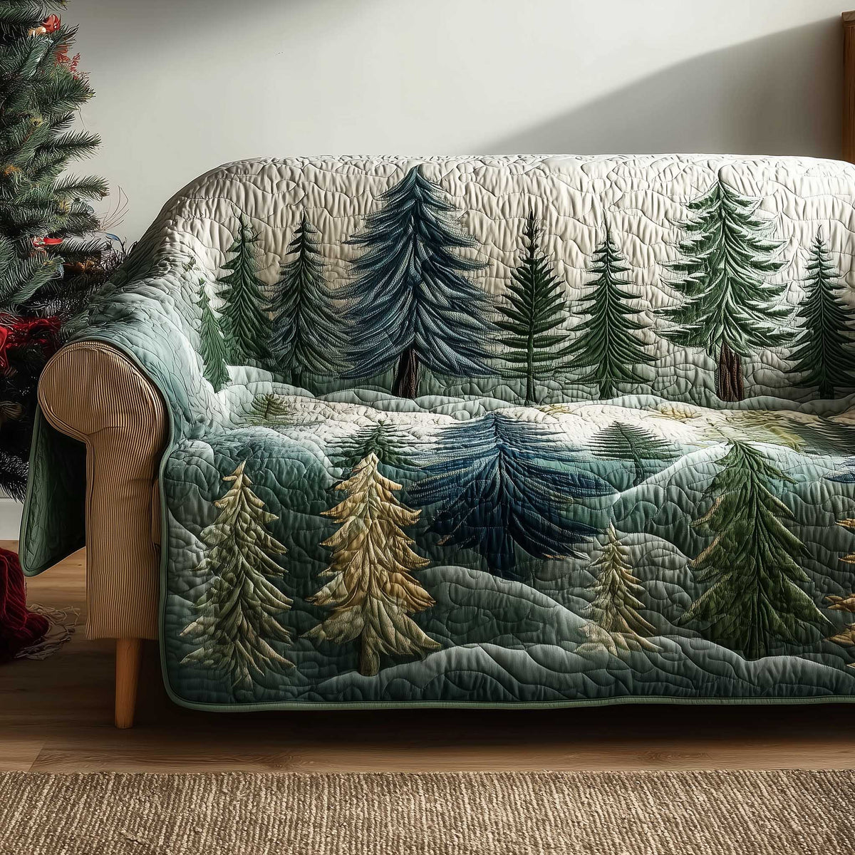 Forest Vibe Quilted Sofa Cover