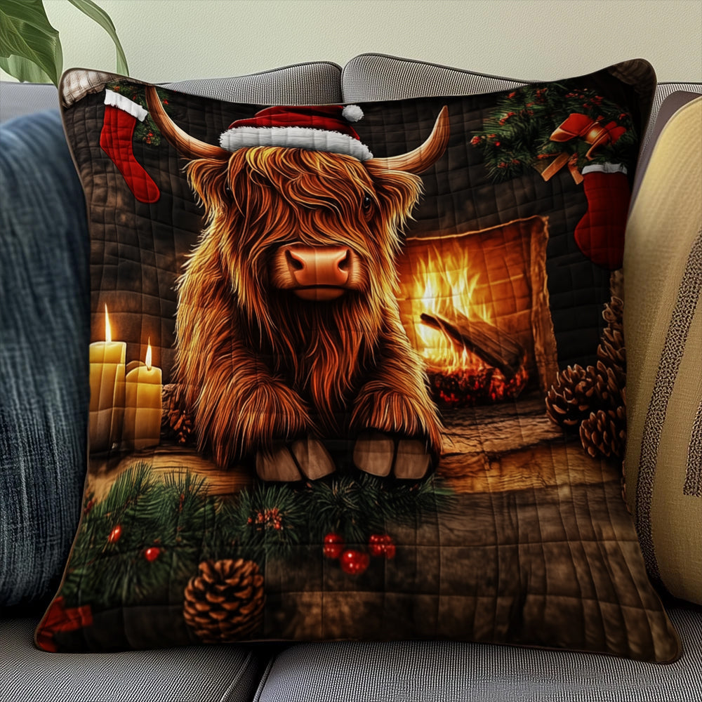 Highland Cow Quilted Pillow Case