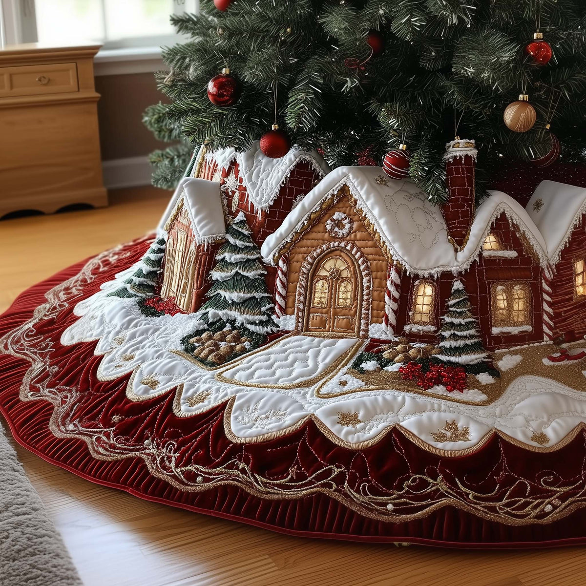 Molasses Cottage Settlement Quilted Tree Skirt