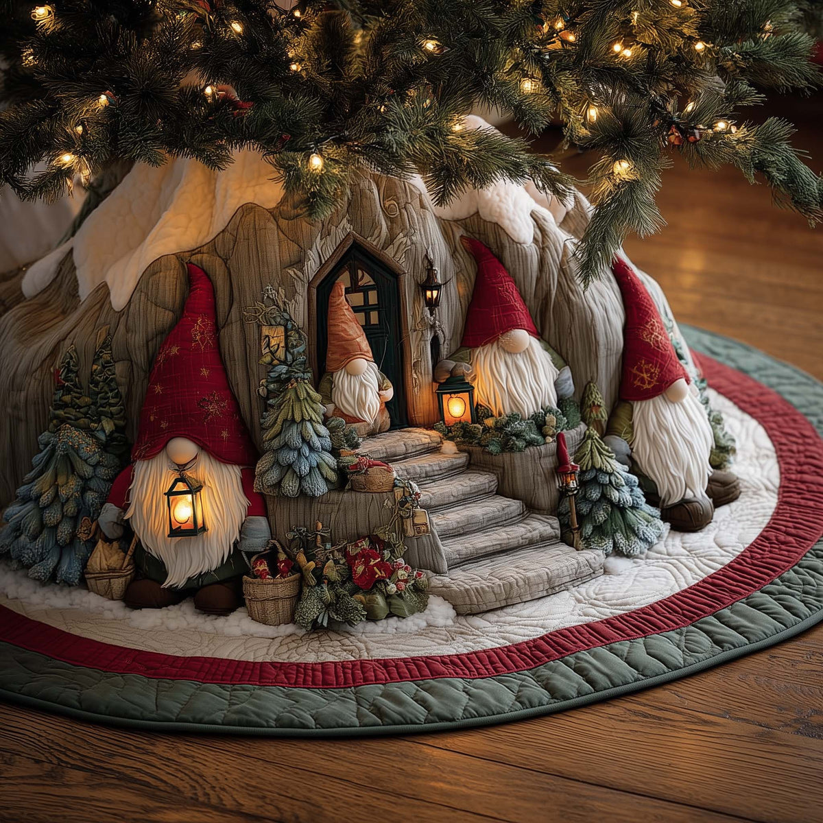 Snowy Gnome Quilted Tree Skirt
