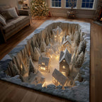 Lantern Lit Winter Cottage Area Rug