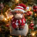 Cozy Buffalo Highland Cow Christmas Mica Ornament