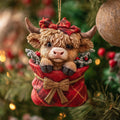 Winter Scarf Highland Cow Christmas Mica Ornament