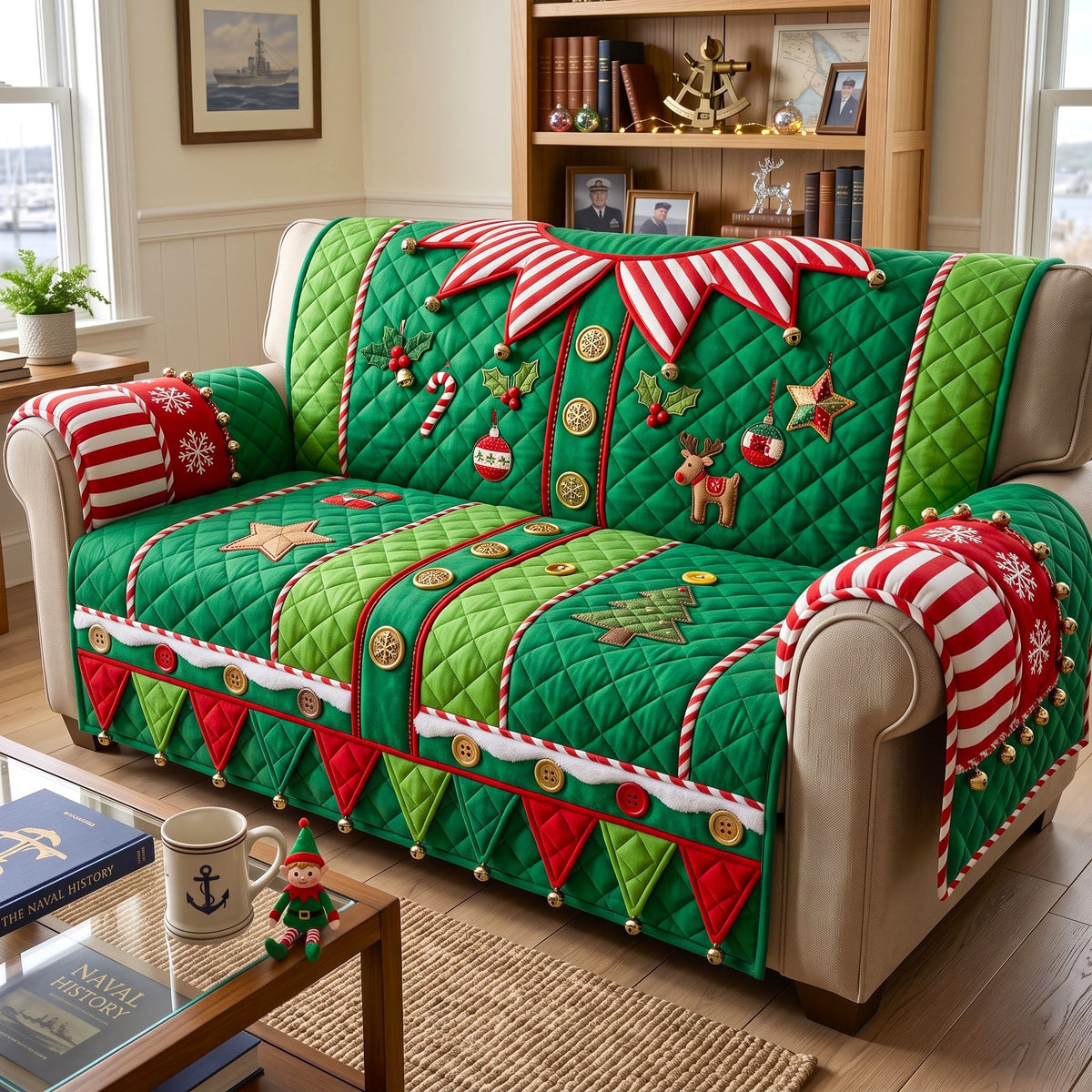 Bright Festive Season Noel Jubilee Quilted Sofa Cover