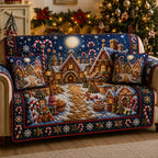 Winter Village Quilted Sofa Cover