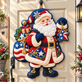 Patriotic Santa Custom Shape Quilted Door Hanger