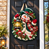 Snowman Wonder Winter Custom Shape Quilted Door Hanger