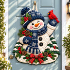 Snowman Festive Friends Custom Shape Quilted Door Hanger