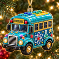 Merry School Bus Christmas Mica Ornament