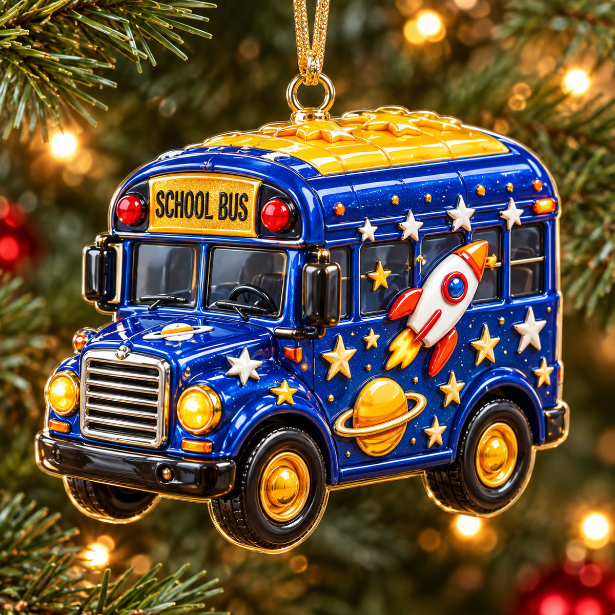 School Bus Christmas Mica Ornament