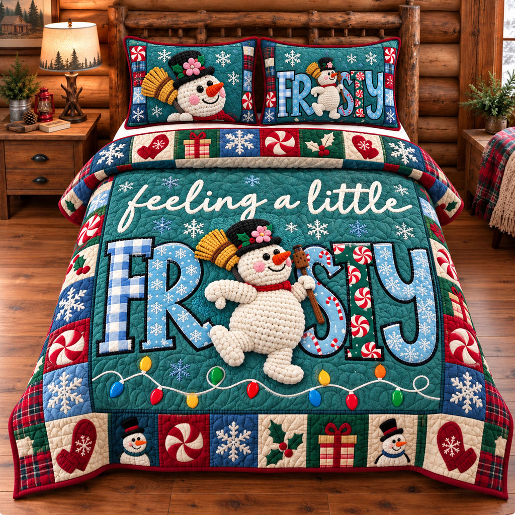 Silent Starlight Frosty Night Quilted Bedding Set