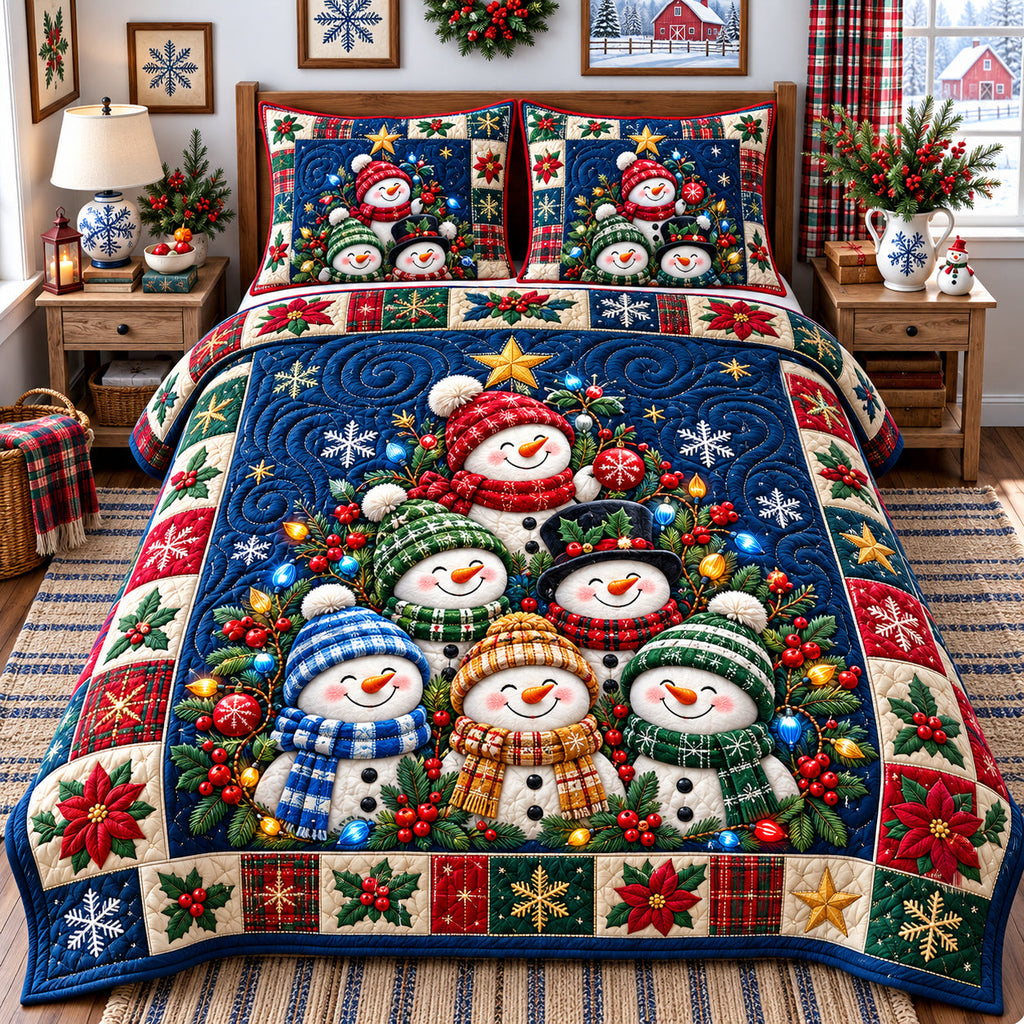 Frozen Forest Snow Sculpting Quilted Bedding Set