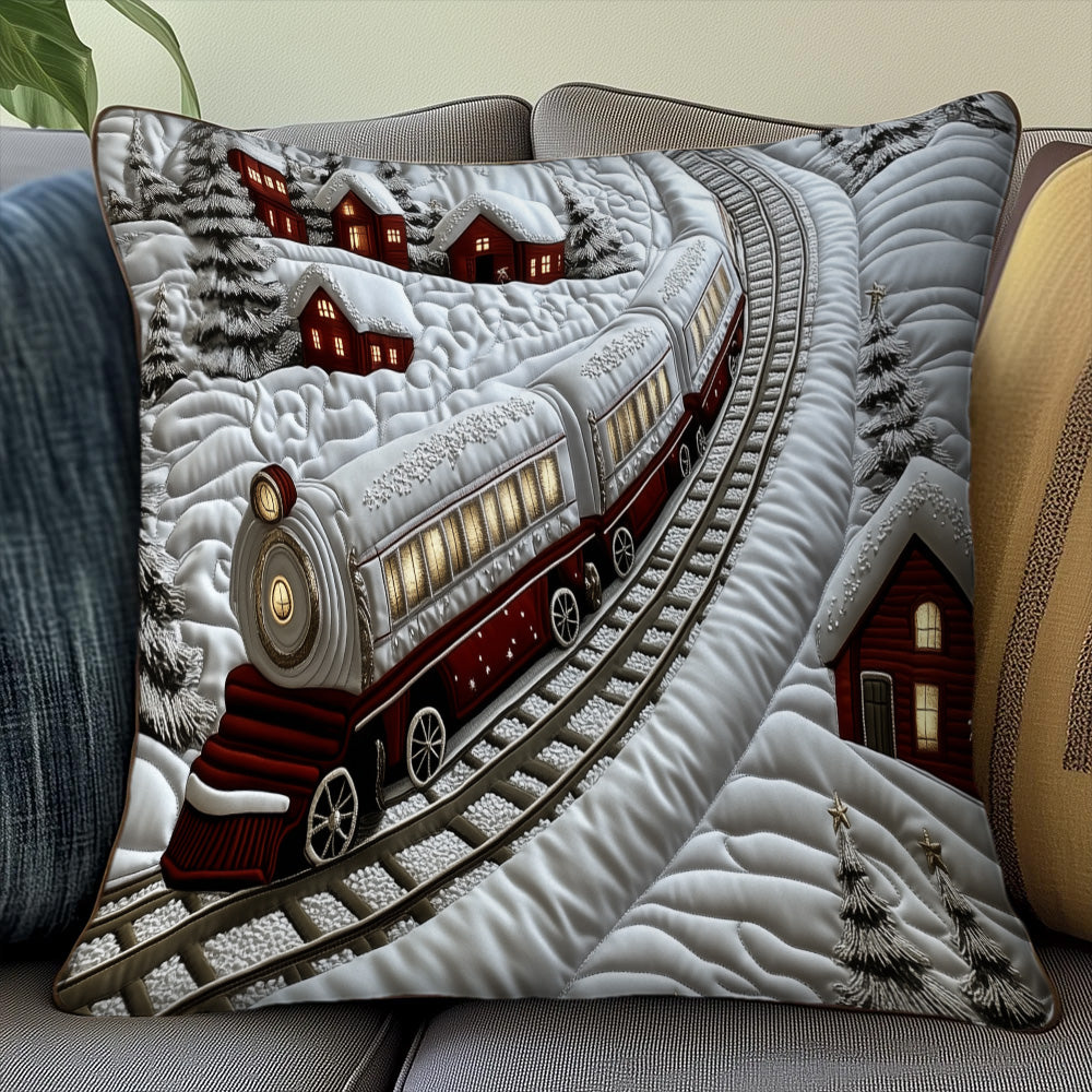 Polar Steam Locomotive Quilted Pillow Case