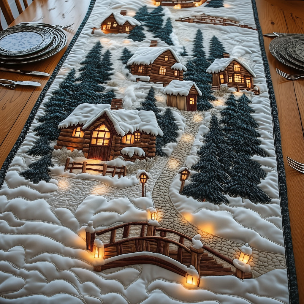 Snow Cabin Quilted Table Runner