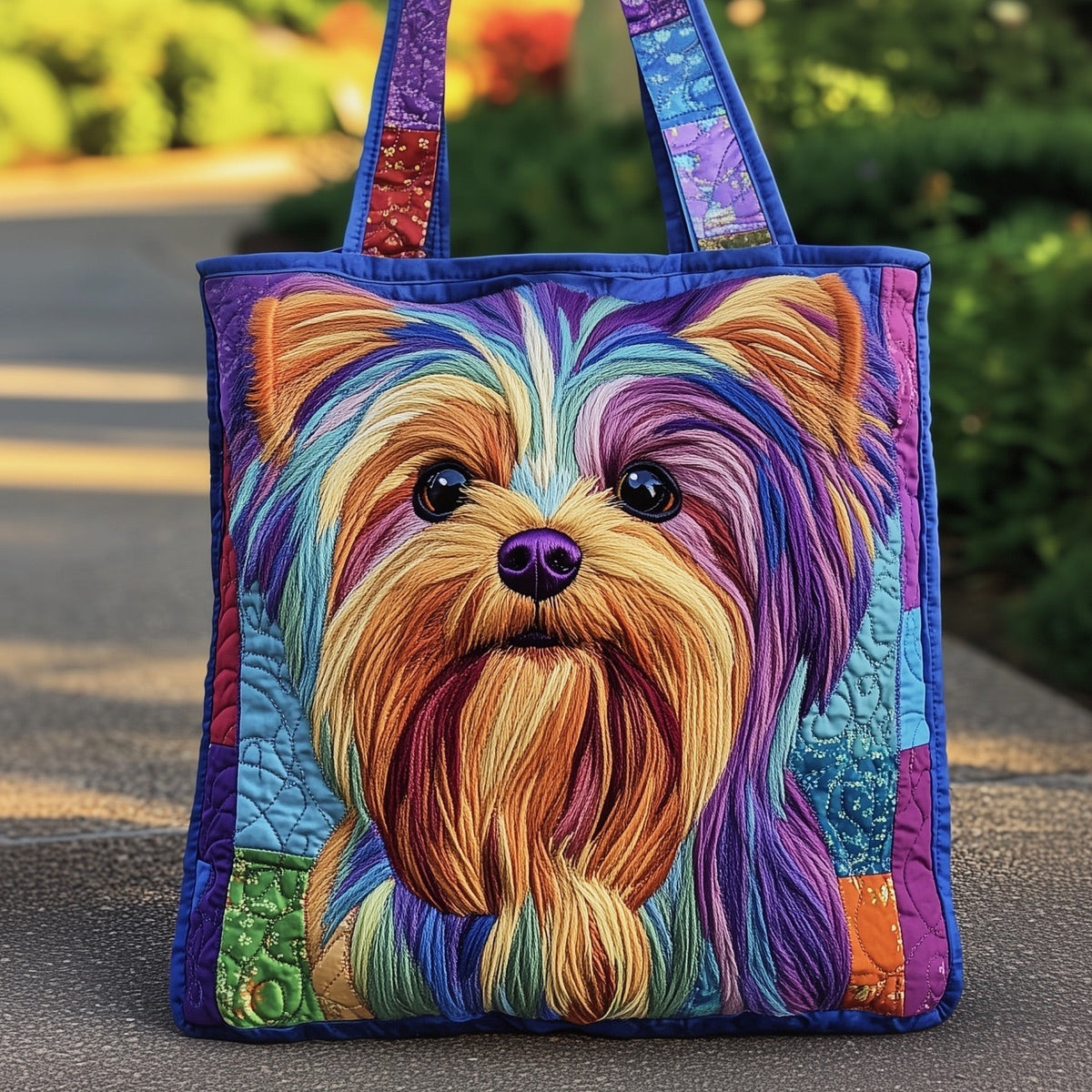 Yorkie Portrait Quilted Tote Bag
