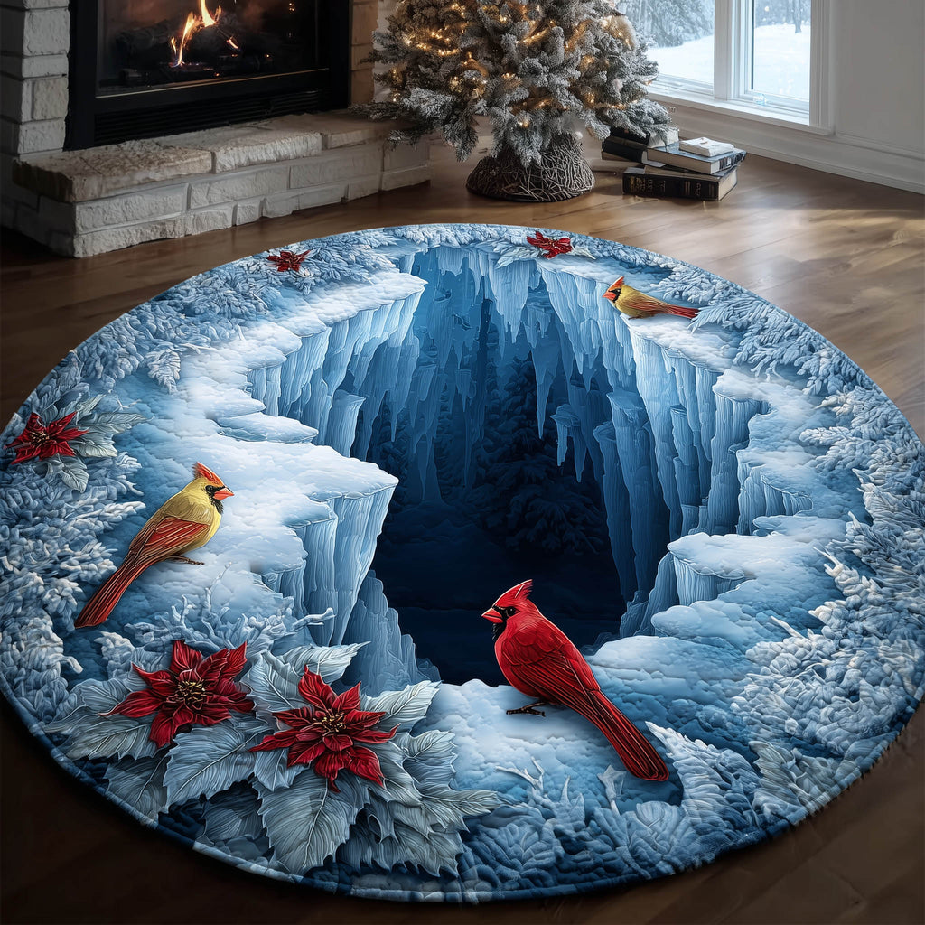 Winter Cardinal Quilted Round Mat