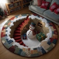 Festive Snowman Quilted Round Mat