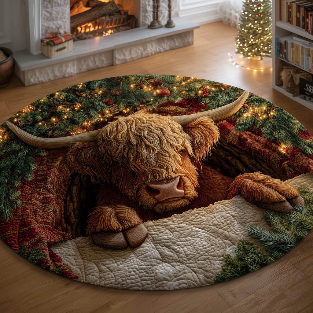 Farmstead Cow Quilted Round Mat