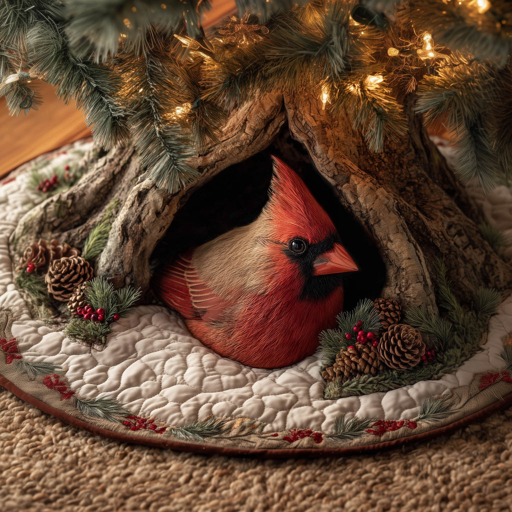 Ruby Feather Shelter Quilted Tree Skirt