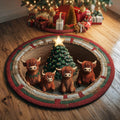 Highland Cattle Yule Wreath Quilted Round Mat